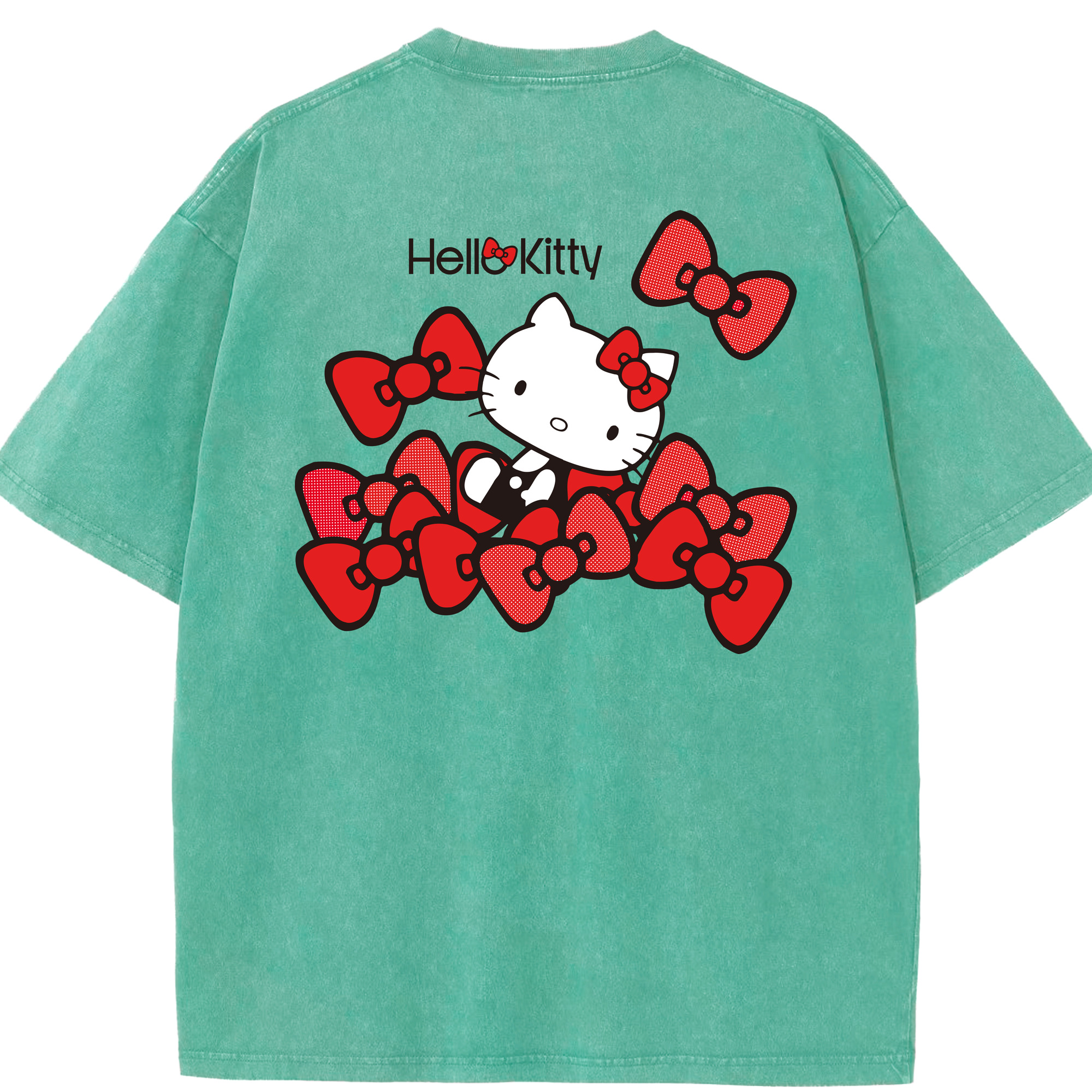 （画像用） Hello Kitty ハローキティ 綿100% ヴィンテージ風 半袖Tシャツ（背面プリント）